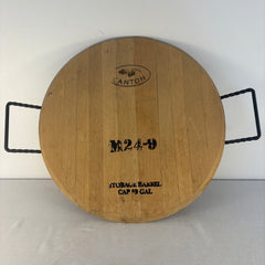 Wine Barrel Lid Serving Tray, Iron Handles, Sku: 033433