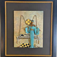 Erte's "Pillow Swing" Cold Painted Bronze Wall Sculpture, Framed, Sku: 033751