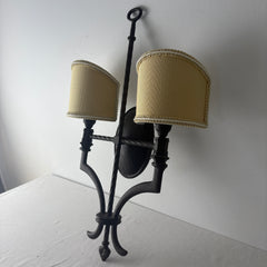 Troy Lighting Double Arm Wall Sconce, Demilune Shades, Bronze Finish, Sku: 033319