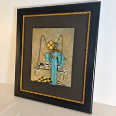 Erte's "Pillow Swing" Cold Painted Bronze Wall Sculpture, Framed, Sku: 033751
