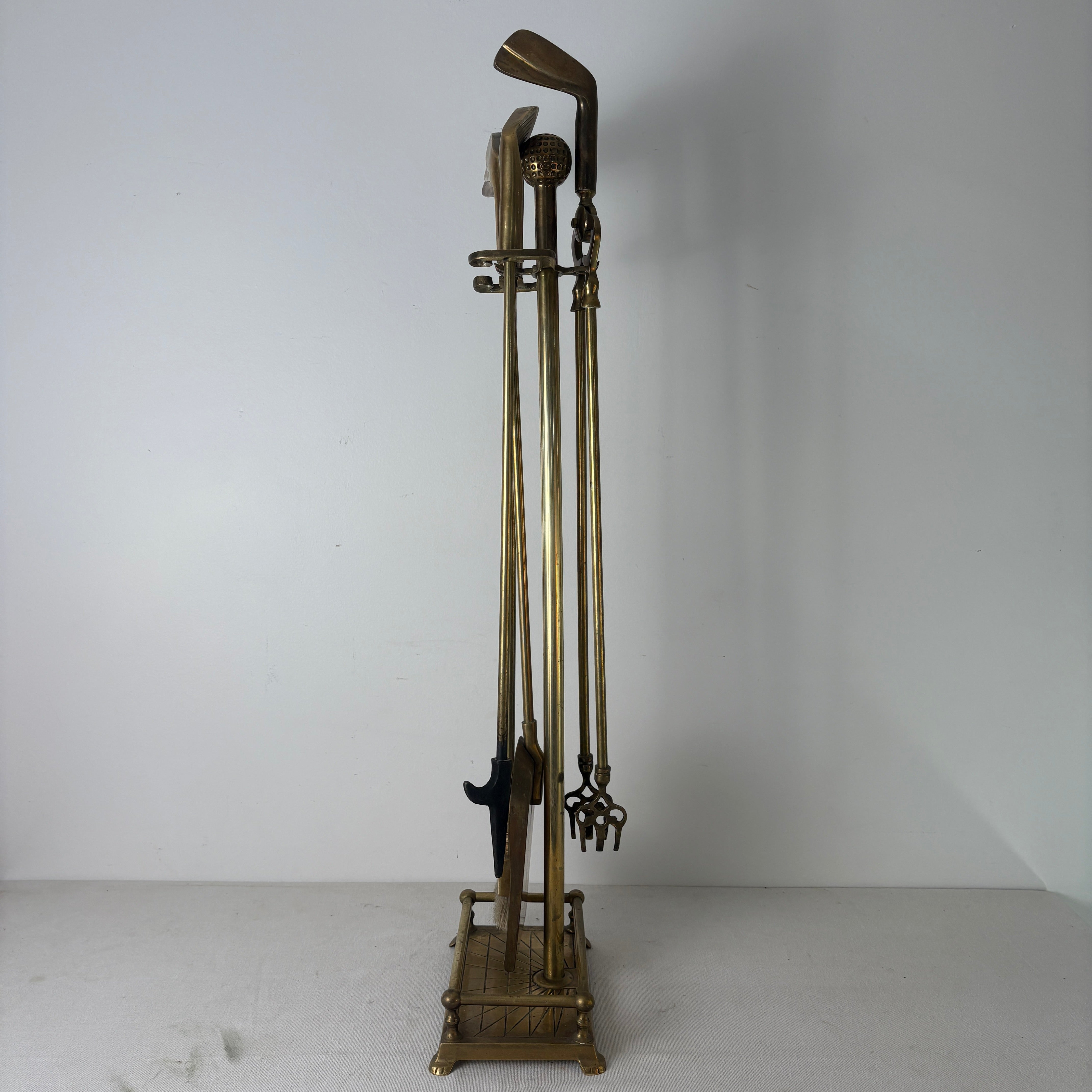 Brass Golf Themed Fireplace Tool Set, Sku 033085