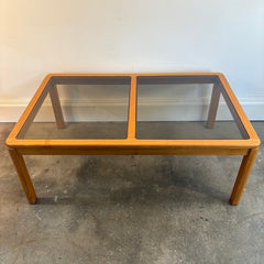 Made in Denmark Teak Wood Coffee Table with Smoked Glass Insert, 034108