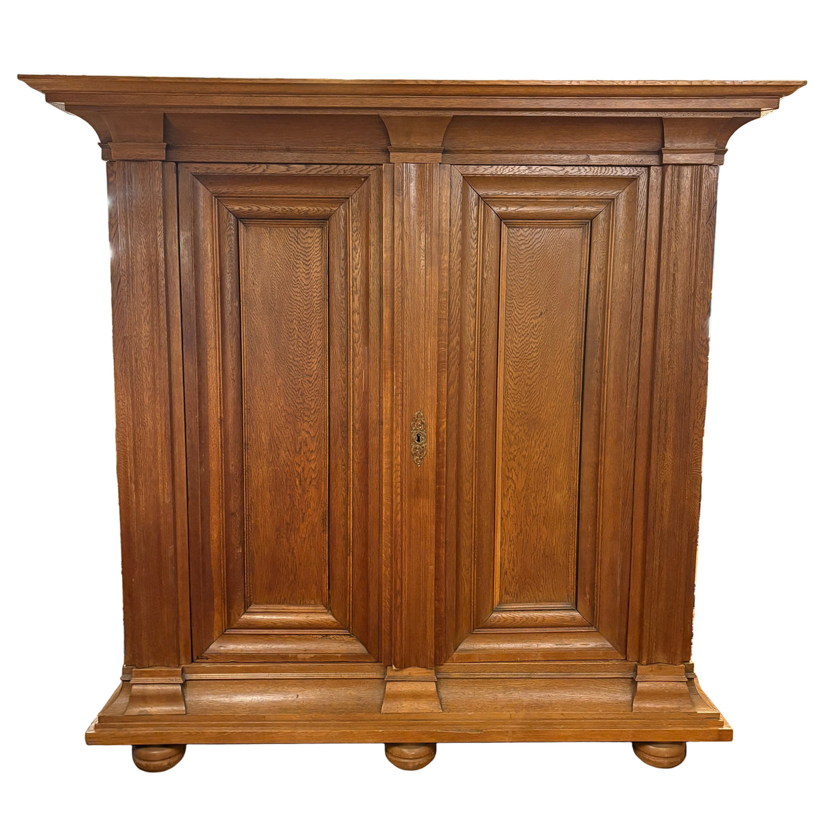 Antique European Solid Oak Wardrobe, Sku 033565