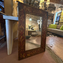Vintage Mirror Red Oak Leaf Detail, Beveled Glass, Sku 033022