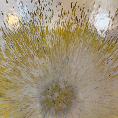 Art Glass Bowl Pale Yellow with Dark encased Fragments, Sku 033624