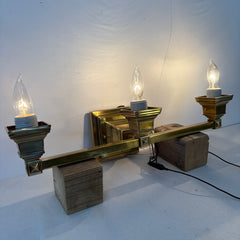 Vanity Light, Square Design, Three Socket, Brass, Sku: 033349