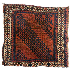 Nomadic Iranian Sheep Herder's Supply Bag in Terra Cotta/Navy, Sku 034018