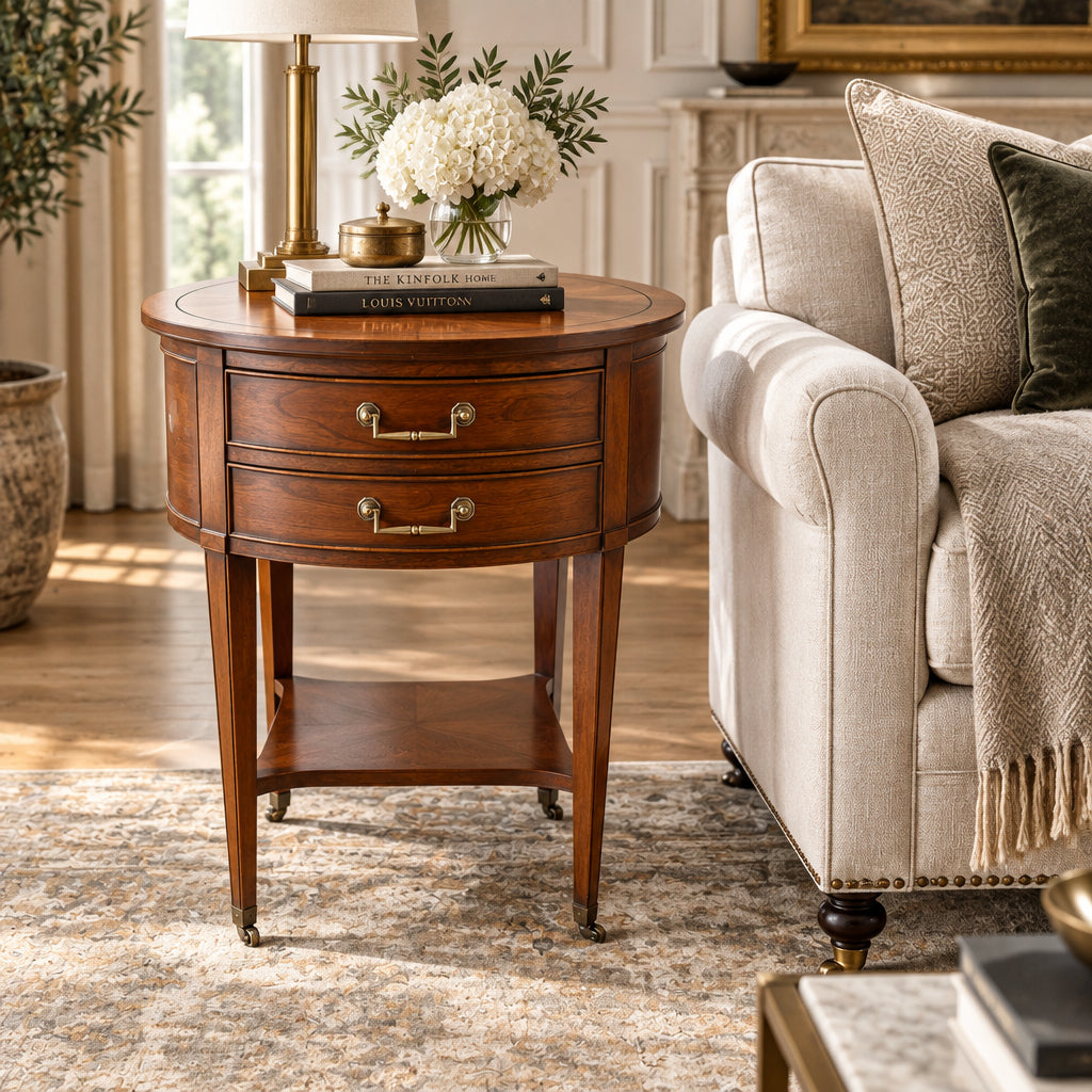 Hekman Round Side Table w/ Elegant Hardware, Sku 034006