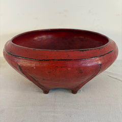 Burmese Red Lacquered Footed Offering Bowl, Sku 033985