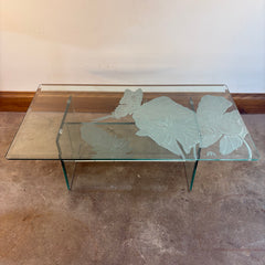 Post Modern Etched Glass Cocktail Table, Sku 033824