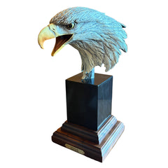 "Freedom"  by Frank D. Vita Bronze Eagle Head on Marble & Walnut Base, Sku 033951
