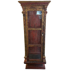 Red and Gold Vitrine with 2 Glass Shelves, Sku 033938