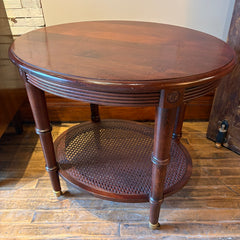 Ethan Allen Oval Side Table w/ Casters & Caning, Sku 034037