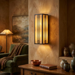 Fredrick Ramond 1995 Frank Lloyd Wright Collection Wall Sconce Stained Glass and Brass 2 Sockets. Retails for $1350 Each, Sku 034122