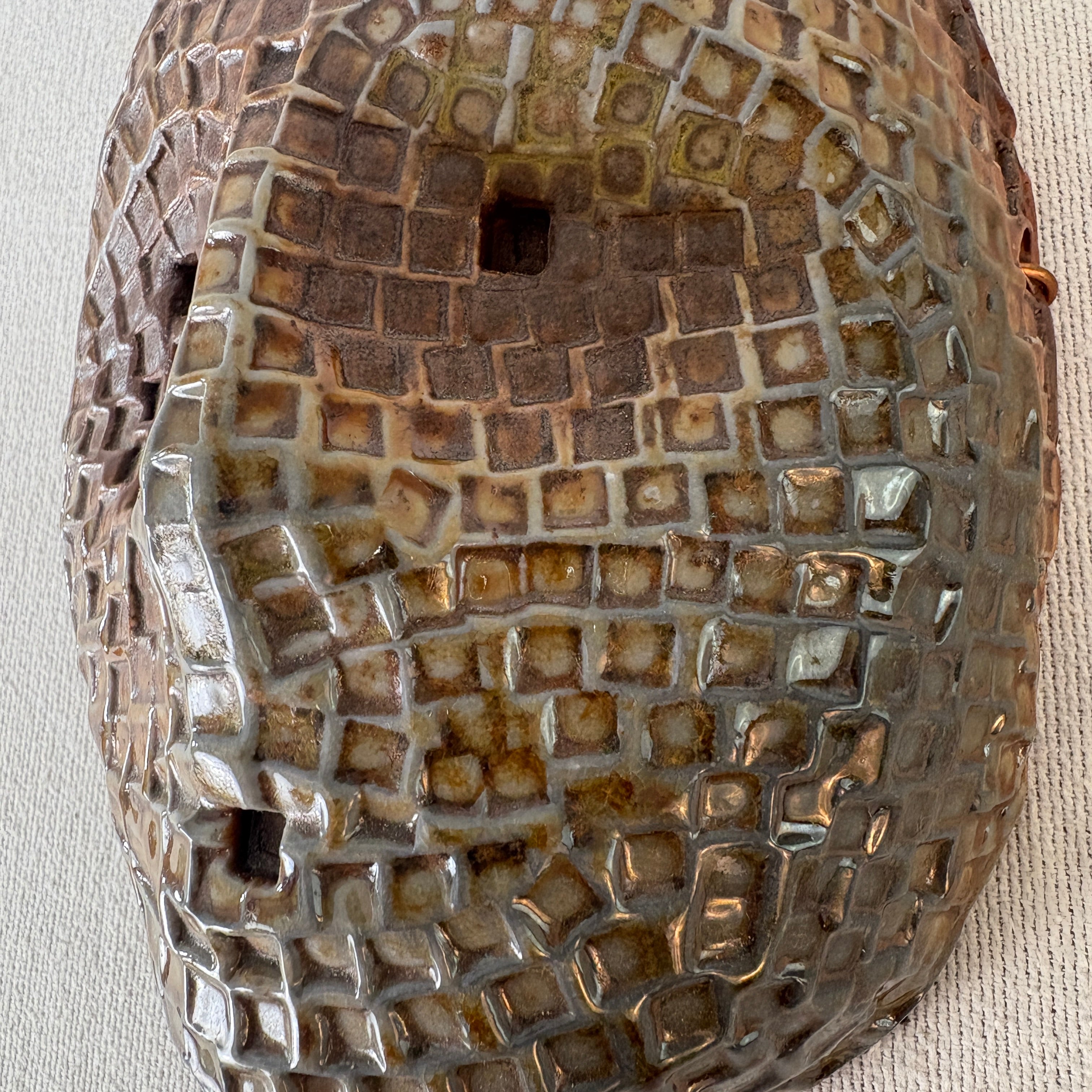 Ceramic Tribal Mask, Indent Pattern, Sku 033055