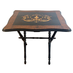 19th Century Napoleon III Marquetry Folding Table, Sku 033735