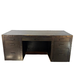 Restoration Hardware, Metal Wrapped Desk with Aged Patina, 7 Drawers, Sku 033351