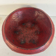 Burmese Red Lacquered Footed Offering Bowl, Sku 033985