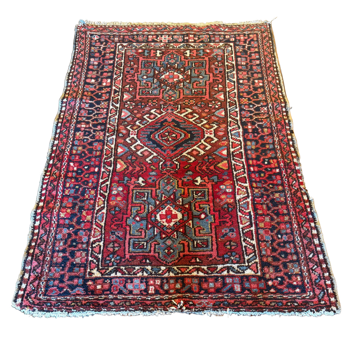 Persian Wool Rug, Colors:  Berry Red and Blue, Sku 033467