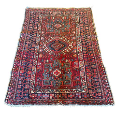 Persian Wool Rug, Colors:  Berry Red and Blue, Sku 033467