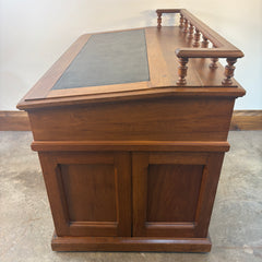 Wooton Rotary Oak Desk, Rotary Cabinet on Right Side, Gallery Rail Front Edge, Sku: 033527