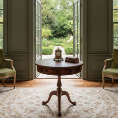 Alexander Theodore Parlour Table w/ Embossed Leather Top, Sku 033844