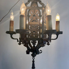 Vintage Spanish Revival Gothic Style Wrought Iron Pendant Light, Sku 033734