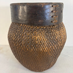 Asian River Basket w/ Wood Collar, Sku 033986