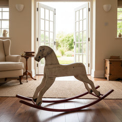 Antique Rocking Horse w/ Leather Ears & Glass Eyes, Sku 033895