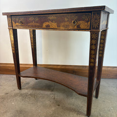 Maitland Smith Hand Painted Console Table with 1 Drawer and Lower Shelf, Sku 033051