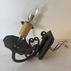 Double Arm Wall Sconce, Hand Forged, Rust Patina Finish, Scroll Detail, Sku 033483