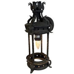 Exterior Wall Sconce Charcoal Finish Acanthas Leaf Detail, Missing Glass Globe, Sku 033949