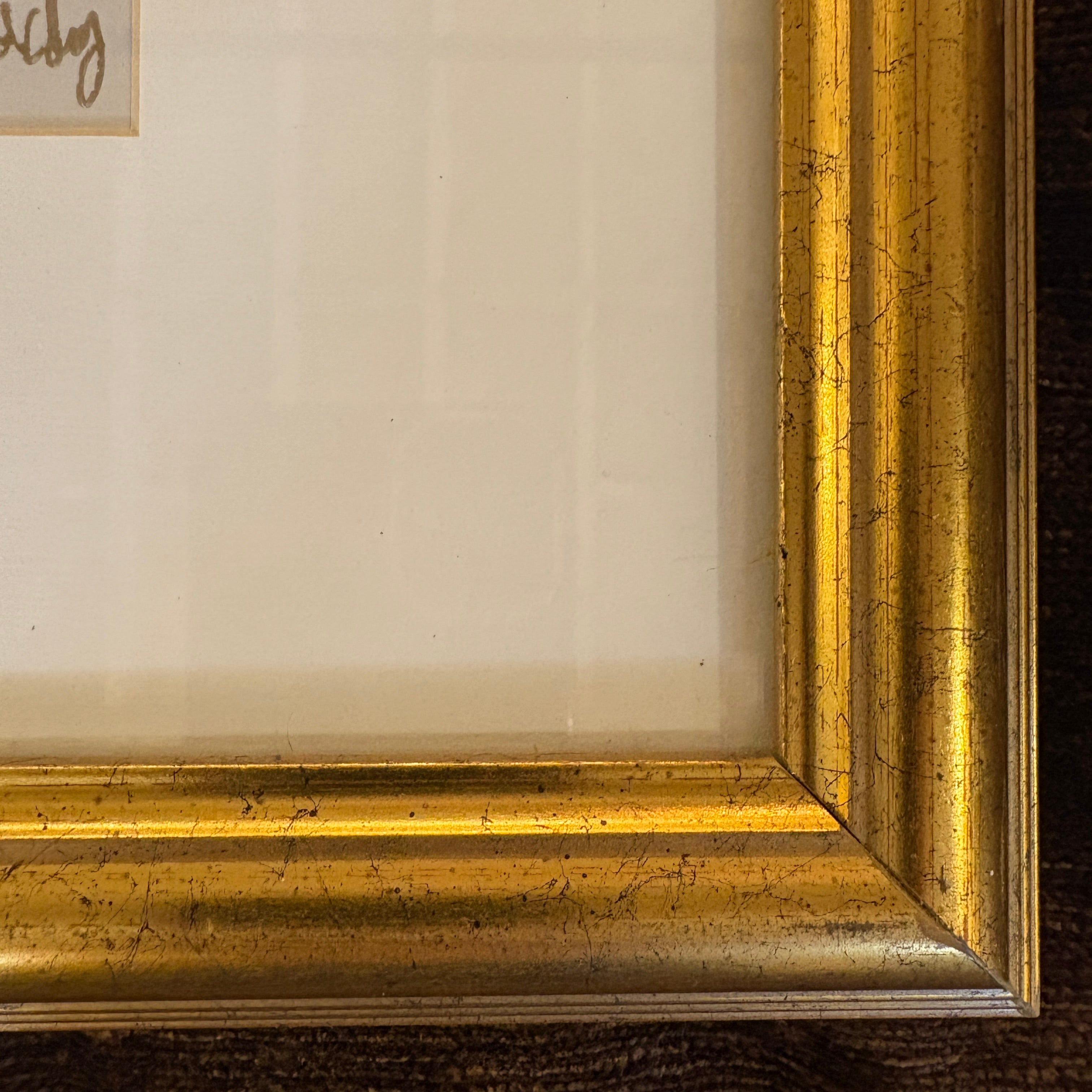 Ink Artwork by David P. H. Wong, Four Horses Individually Matted and in Gold Frame, Sku: 033038