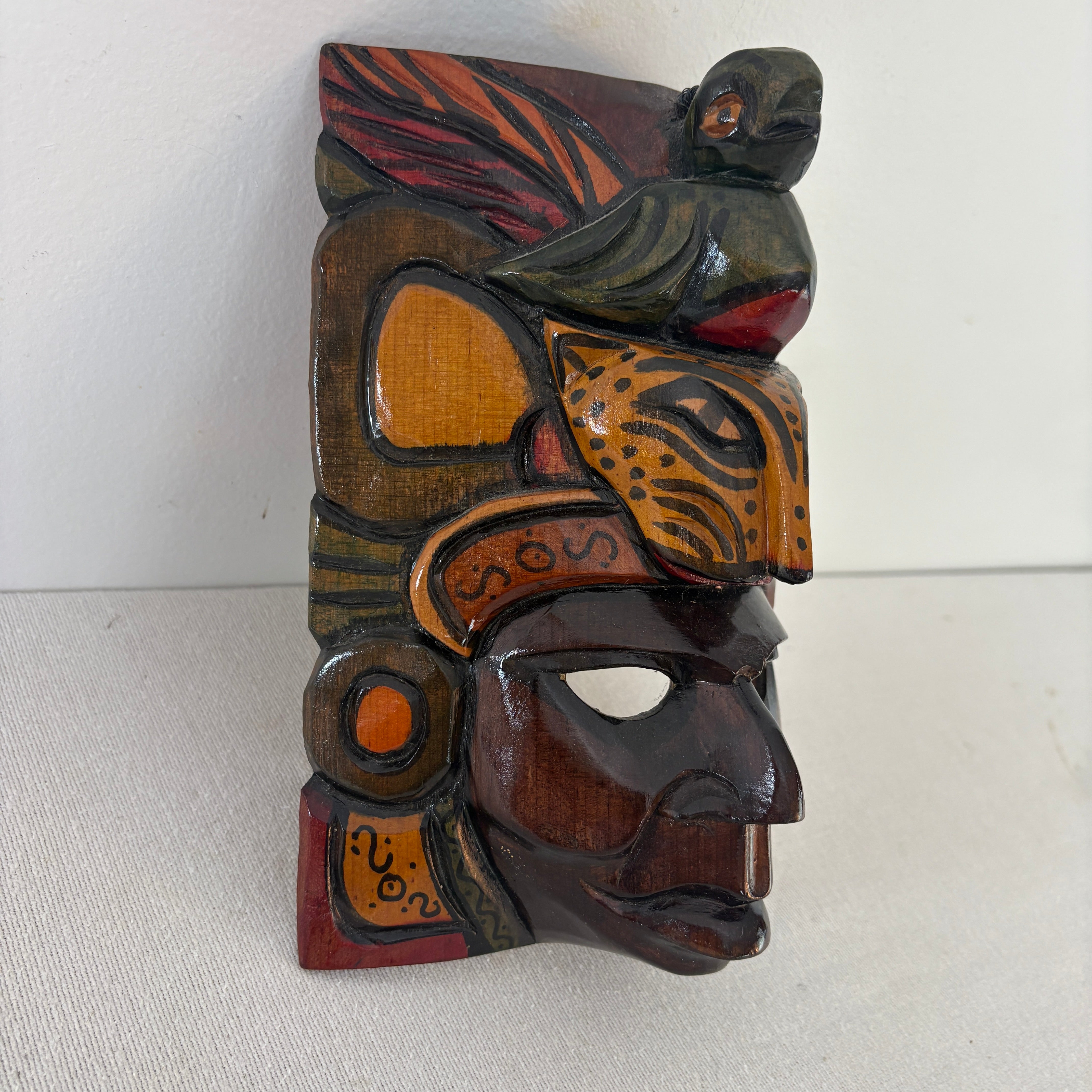 Totem Style Mask, Wood, Hand Carved, Sku: 033063