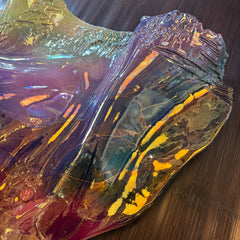 Porcelain Wall Sculpture by Artist Jutta Golas Iridescent Colors of Purple, Orange, Yellow and Blue, Sku: 033587