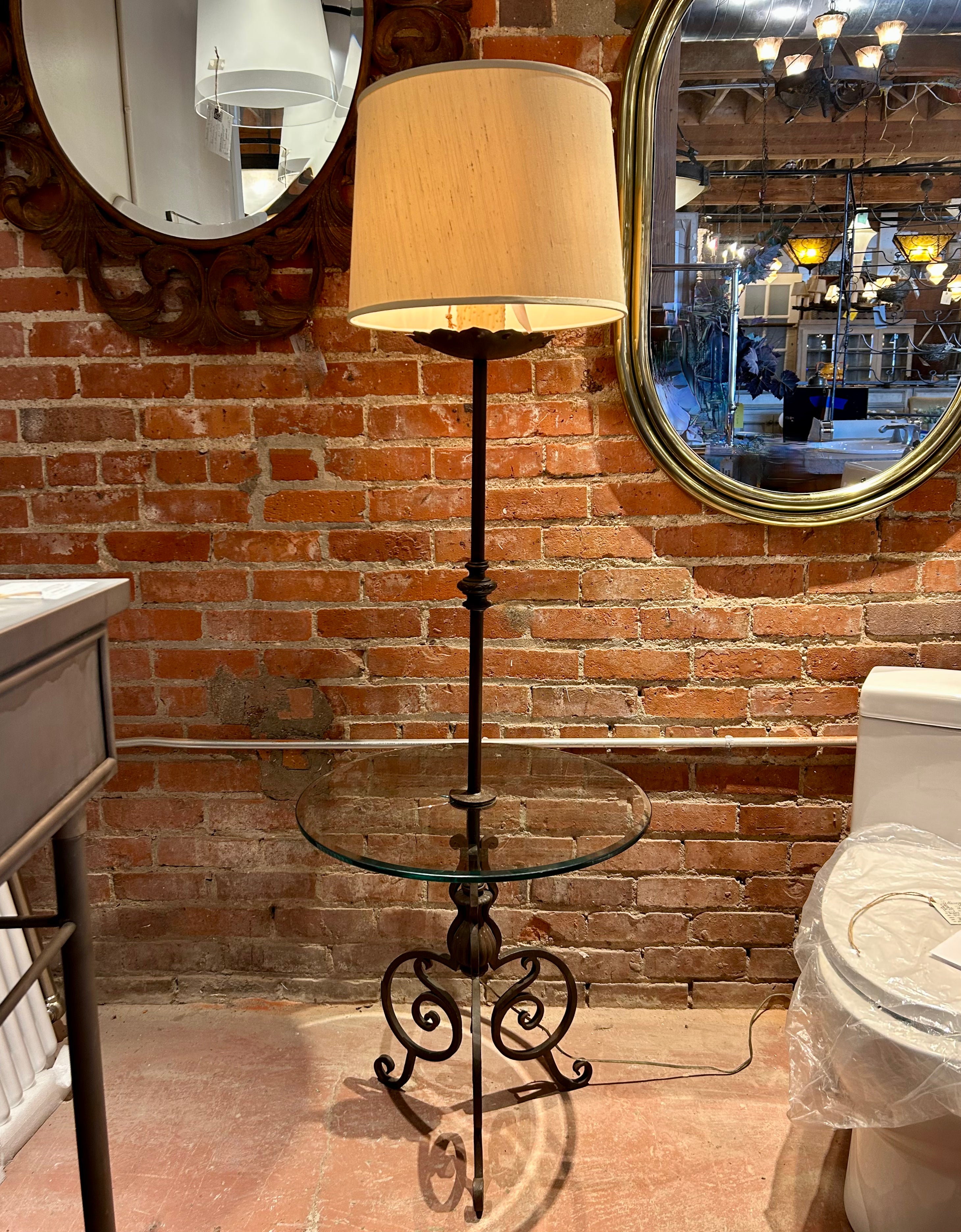 Floor Lamp with Glass Table, Two Socket, Vintage, sku: 032954
