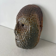 Ceramic Tribal Mask, Indent Pattern, Sku 033055