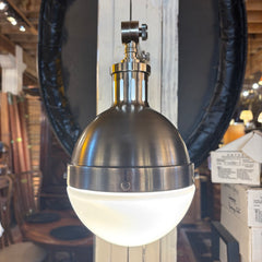 Thomas O' Brien Visual Comfort Hicks Library Light, Nickel Finish w/ White Glass Globe, Sku 034063
