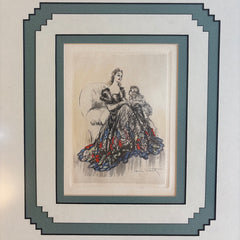 Original Signed & Framed Etching by Louis Icart, "Woman with a Child on her Lap", Sku 033756