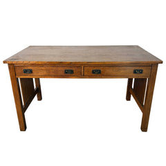 Stickley Desk, 2 Pencil Drawers, Traditional Mission Style, Sku 033329