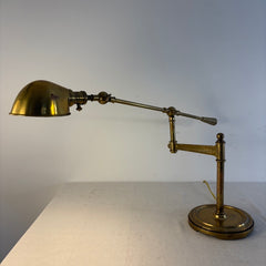 Desk Lamp Articulated Adjustable Movement Shell Shaped Shade in Antique Brass Finish, Sku 034119