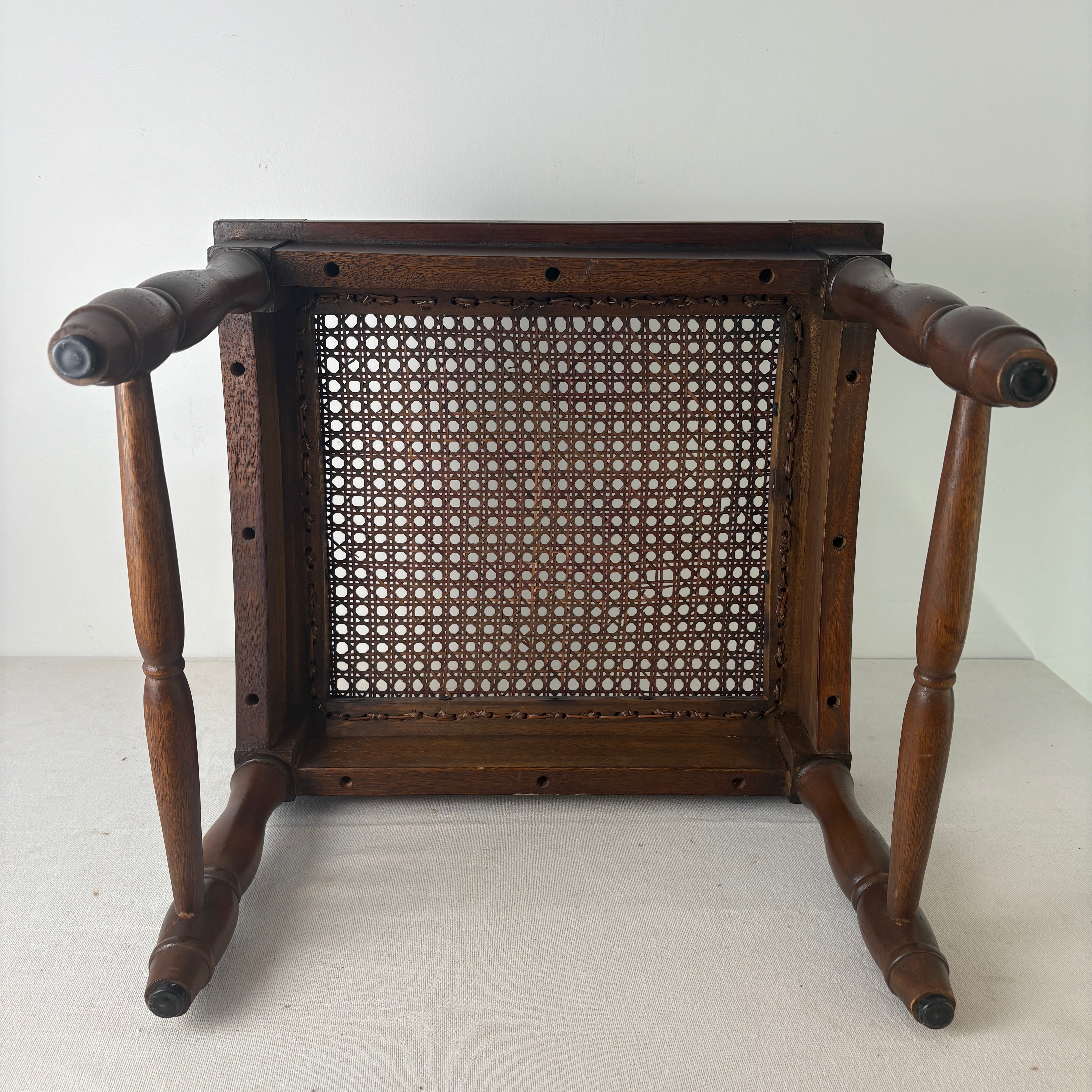 Wood & Cane Arched Footstool, Sku 033082