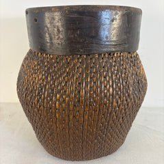 Asian River Basket w/ Wood Collar, Sku 033986