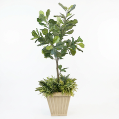 Faux Fiddle Leaf Fig Tree with Faux Terra Cotta Planter, Sku 034079