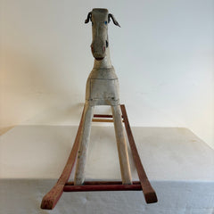 Antique Rocking Horse w/ Leather Ears & Glass Eyes, Sku 033895