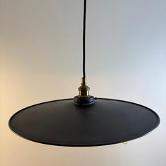 "BZ" Metal Pan Head Pendant Fixture with Three Sockets Finish is Gunmetal and Antique Brass, Sku 034117