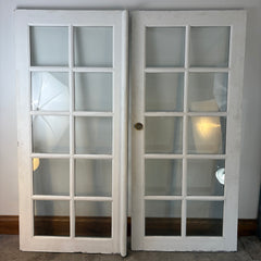 Pair of French Doors Painted, 10 Glass Panels Each, White, Sku 033348