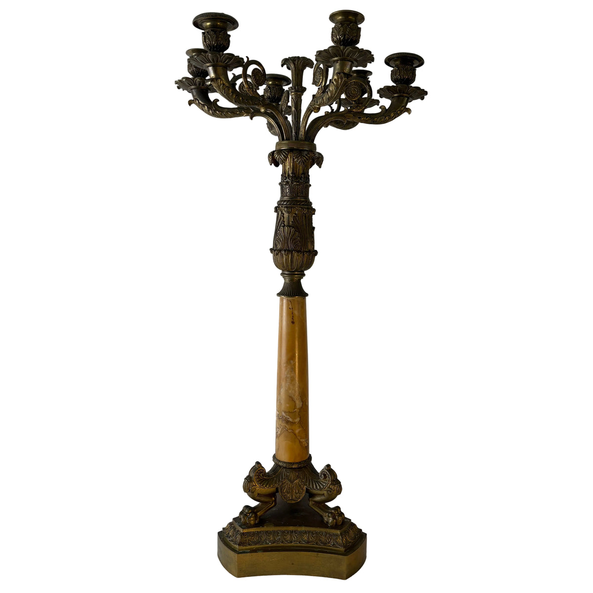Candleholder, Antique, 6 Arm Tapered, Metal and Stone, Ornate, Sku: 033333