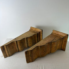 Pair of Wood Corbels, Hand Painted, Fleur de Lis Motif, Sku 033093