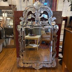 Venetian Style Mirror Styled with Scrolls and Dot Motif, Sku 033894